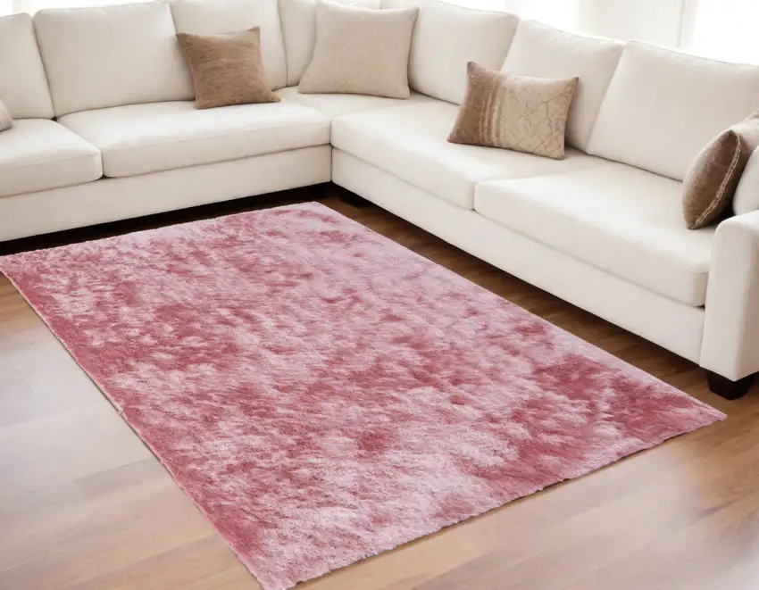 Pink Shag Hand Tufted Area Rug Photo 1