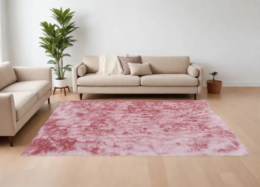 Pink Shag Hand Tufted Area Rug Photo 1