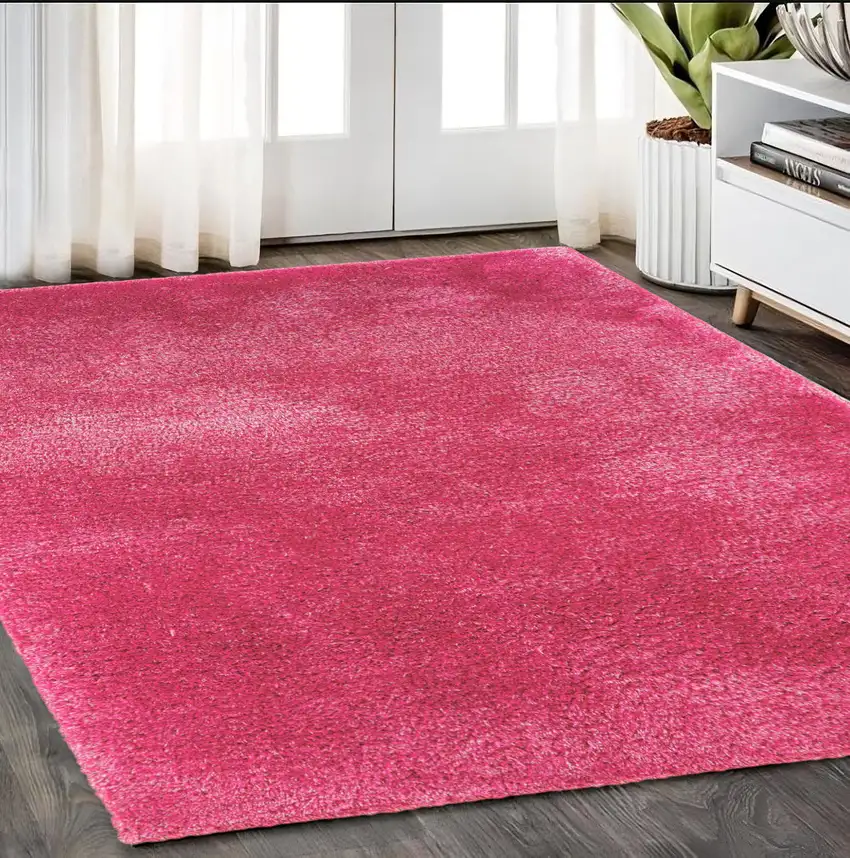 Pink Shag Hand Tufted Area Rug Photo 1