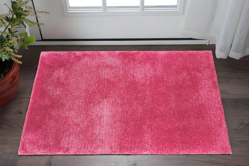 Pink Shag Hand Tufted Area Rug Photo 1