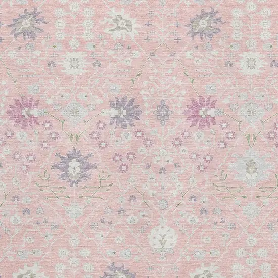 Pink Silver And Lavender Oriental Washable Area Rug With UV Protection Photo 2