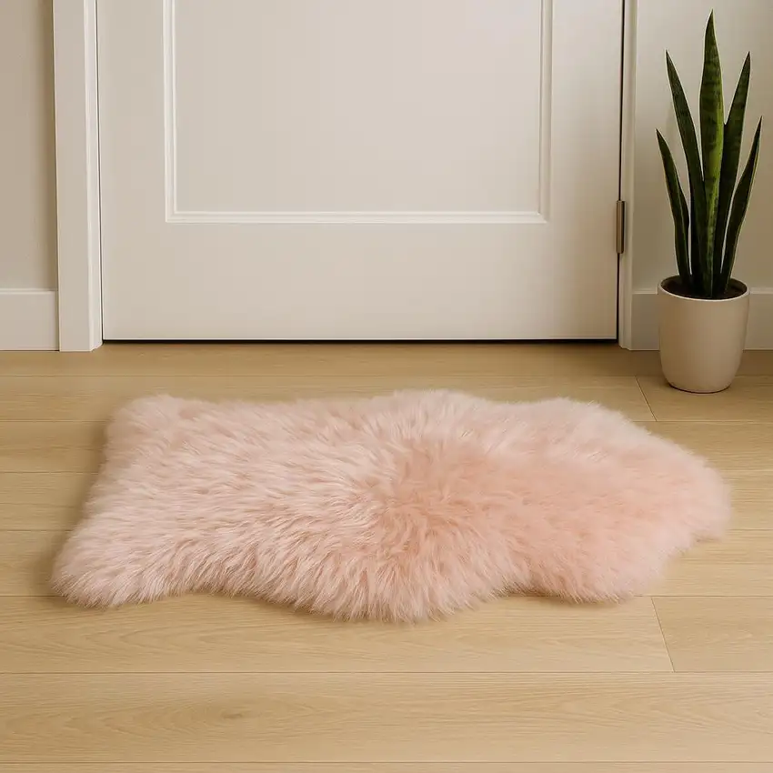 Pink Genuine Sheepskin Shag Area Rug Photo 1