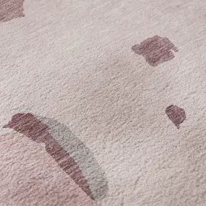 Photo of Pink Sky Blue And Ivory Abstract Washable Area Rug With UV Protection