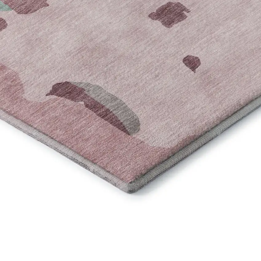 Pink Sky Blue And Ivory Abstract Washable Area Rug With UV Protection Photo 8