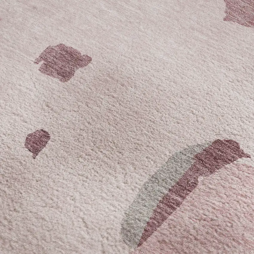 Pink Sky Blue And Ivory Abstract Washable Area Rug With UV Protection Photo 2