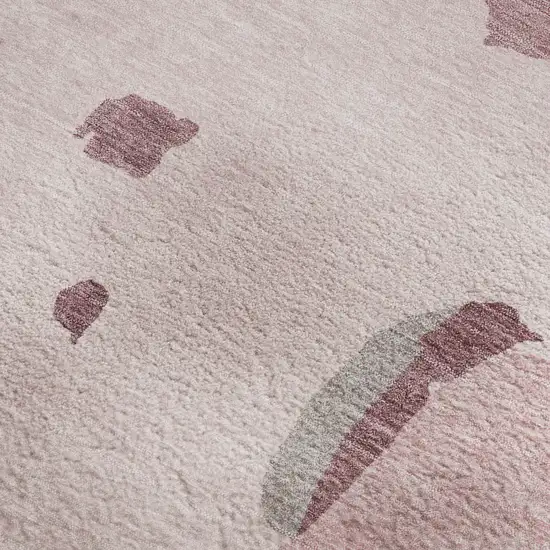 Pink Sky Blue And Ivory Abstract Washable Area Rug With UV Protection Photo 2