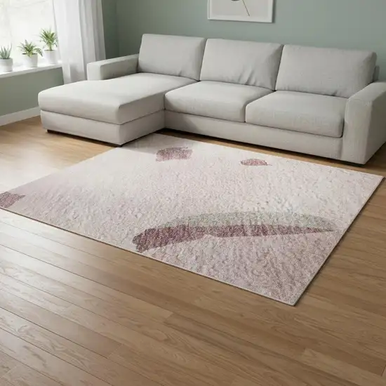 Pink Sky Blue And Ivory Abstract Washable Area Rug With UV Protection Photo 2