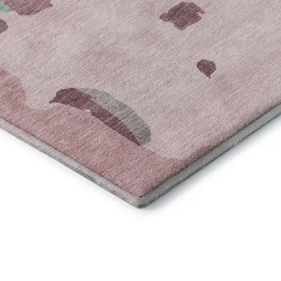 Pink Sky Blue And Ivory Abstract Washable Area Rug With UV Protection Photo 8