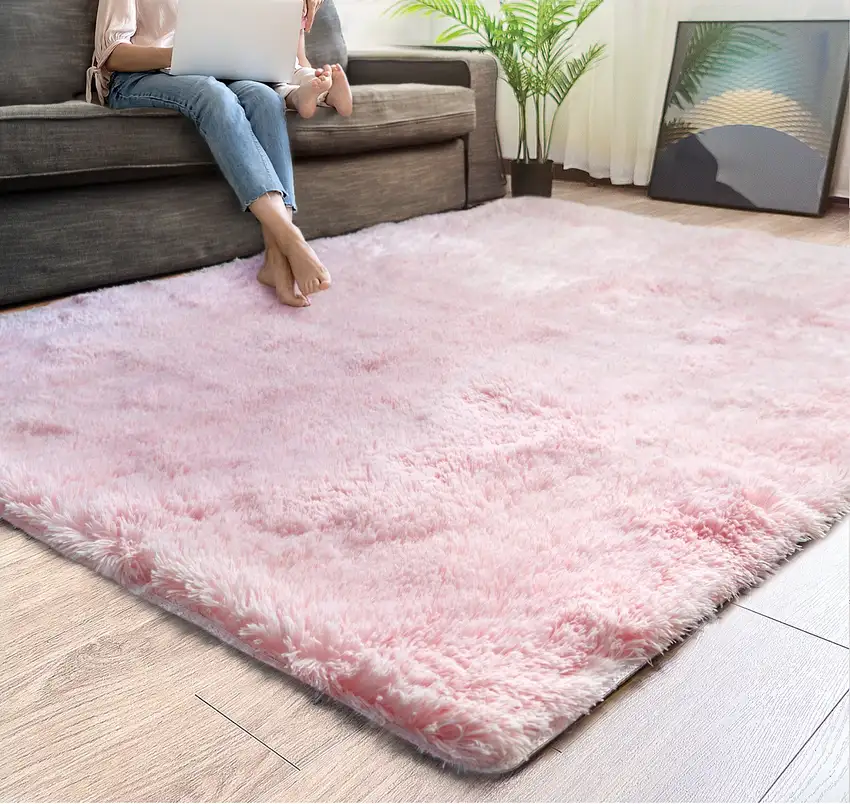 Pink Solid Modern Area Rug Photo 4