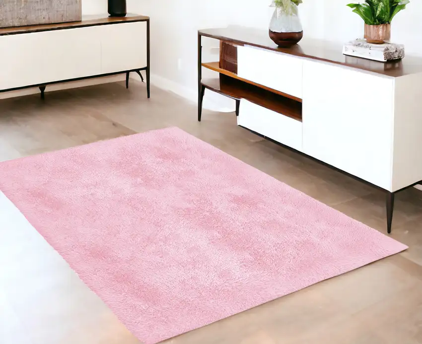 Pink Shag Power Loom Area Rug Photo 1