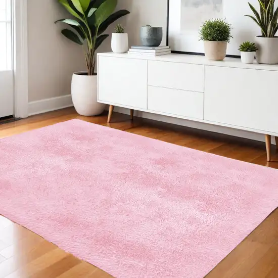 Pink Shag Power Loom Area Rug Photo 1