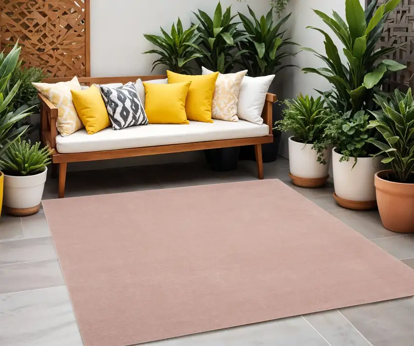 Pink Square Indoor Outdoor Area Rug Photo 1