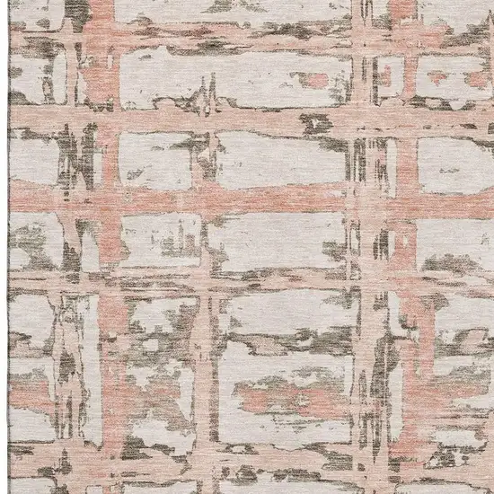 Pink Taupe And Beige Striped Washable Area Rug With UV Protection Photo 3