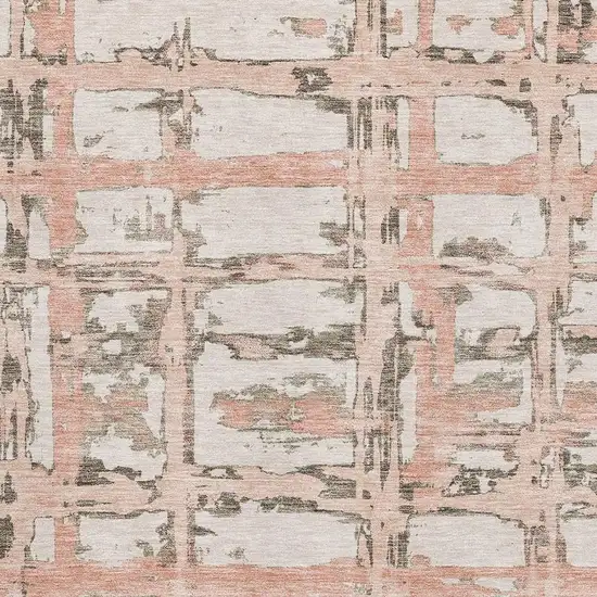 Pink Taupe And Beige Striped Washable Area Rug With UV Protection Photo 3