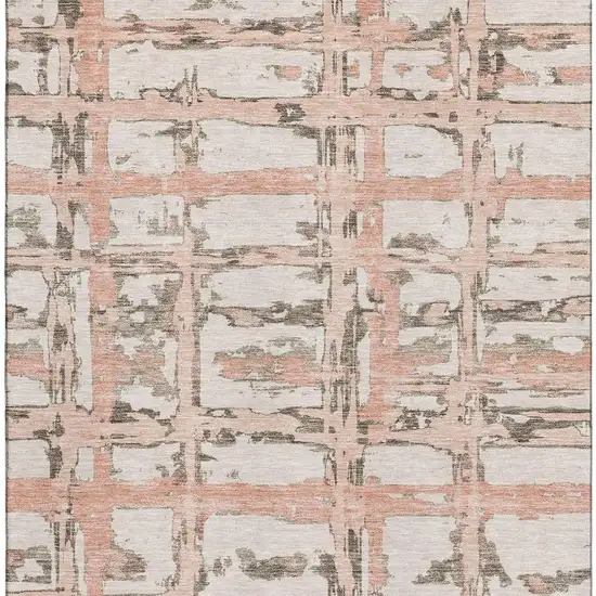 Pink Taupe And Beige Striped Washable Area Rug With UV Protection Photo 3