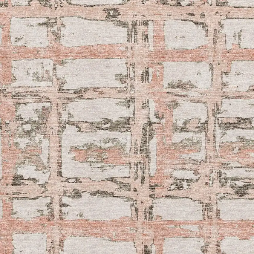 Pink Taupe And Beige Striped Washable Area Rug With UV Protection Photo 3