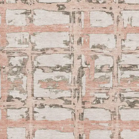 Pink Taupe And Beige Striped Washable Area Rug With UV Protection Photo 3