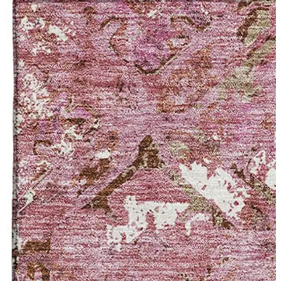 Pink Taupe And Ivory Diamond Washable Area Rug With UV Protection Photo 4