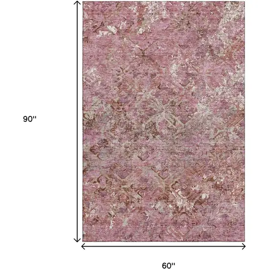 Pink Taupe And Ivory Diamond Washable Area Rug With UV Protection Photo 9