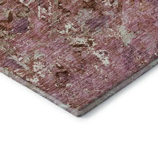 Pink Taupe And Ivory Diamond Washable Area Rug With UV Protection Photo 6