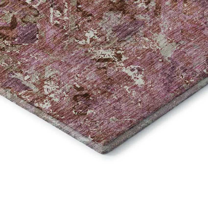 Pink Taupe And Ivory Diamond Washable Area Rug With UV Protection Photo 6