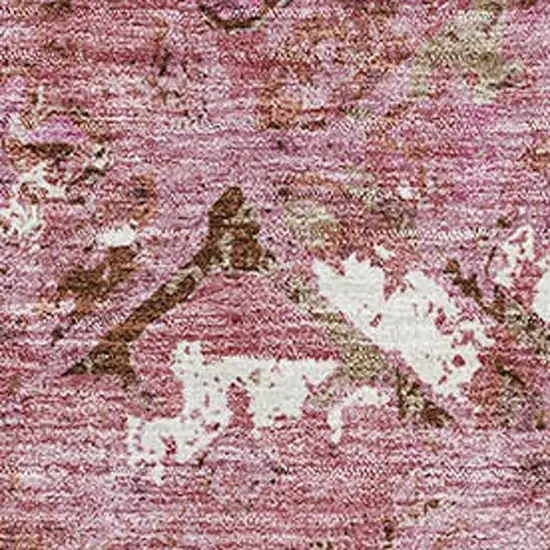 Pink Taupe And Ivory Diamond Washable Area Rug With UV Protection Photo 3