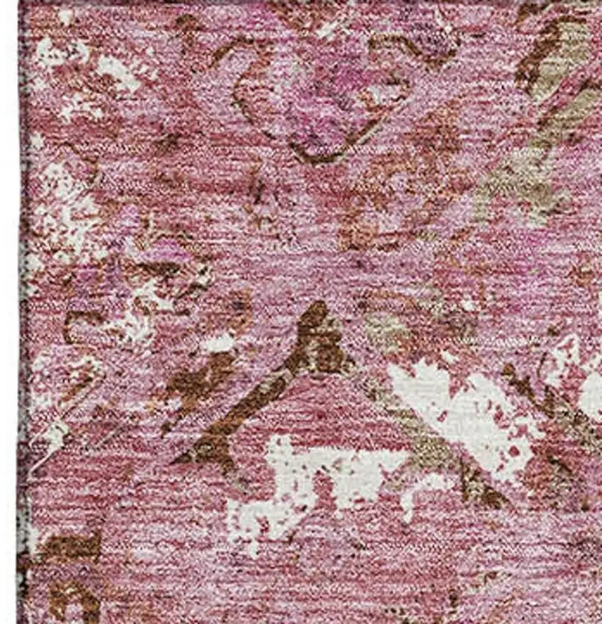 Pink Taupe And Ivory Diamond Washable Area Rug With UV Protection Photo 4