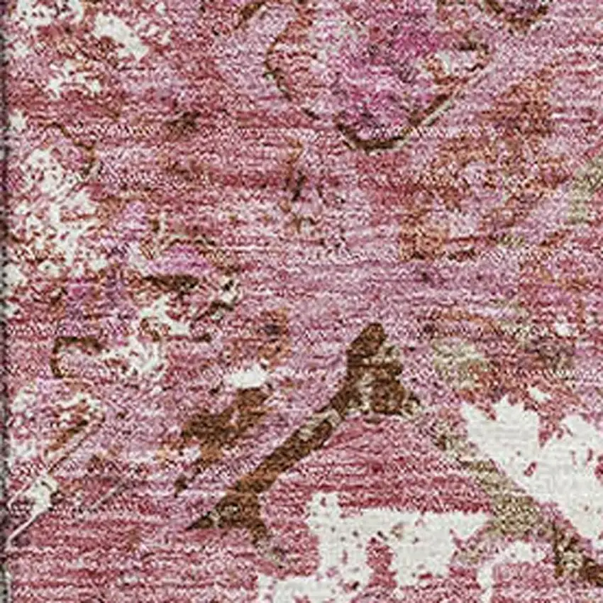 Pink Taupe And Ivory Diamond Washable Area Rug With UV Protection Photo 3