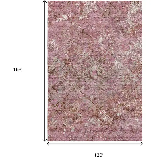 Pink Taupe And Ivory Diamond Washable Area Rug With UV Protection Photo 3
