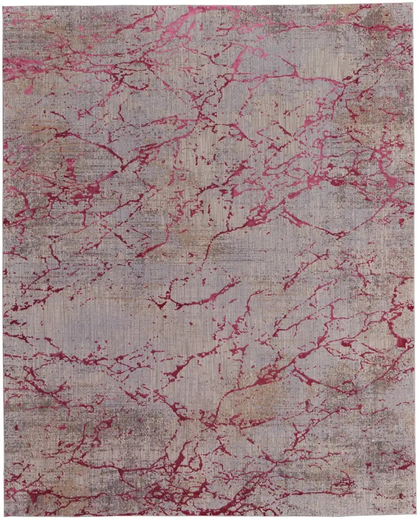 Pink Taupe and Gray Abstract Power Loom Area Rug Photo 4