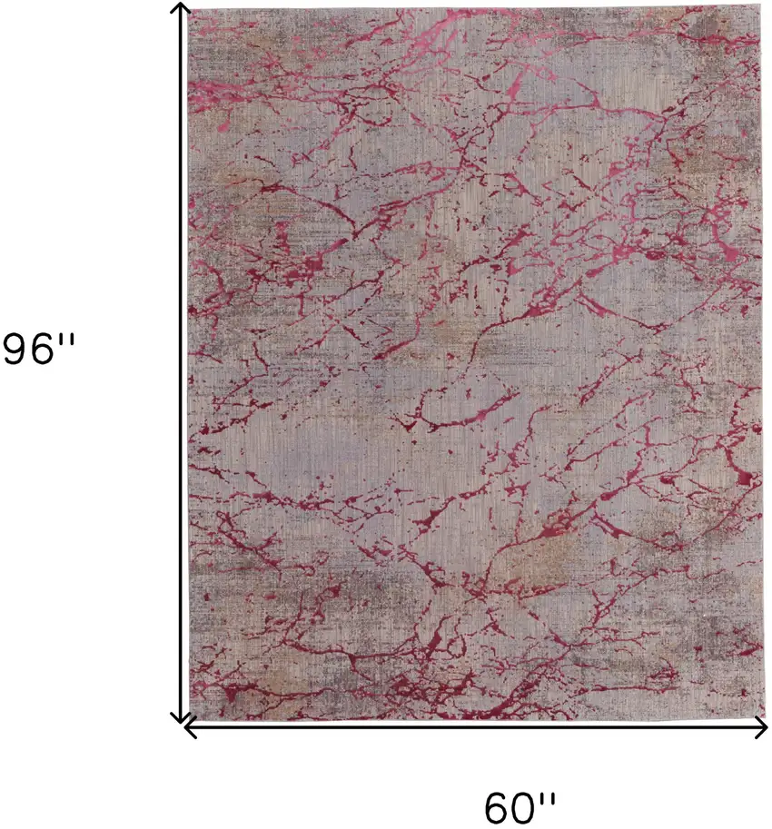Pink Taupe and Gray Abstract Power Loom Area Rug Photo 3