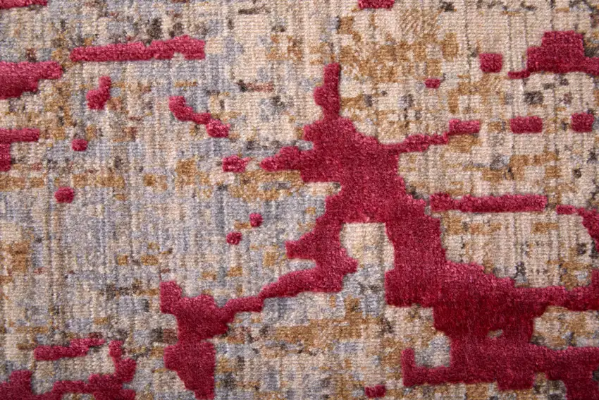 Pink Taupe and Gray Abstract Power Loom Area Rug Photo 7