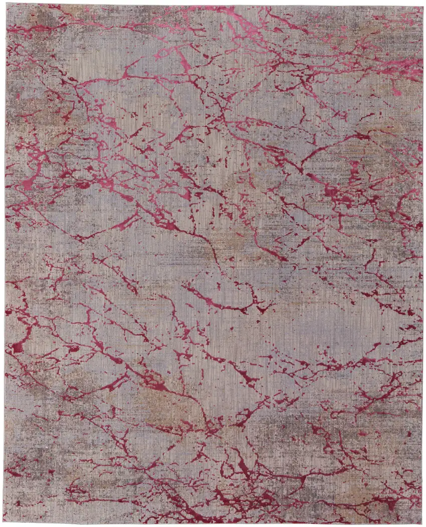 Pink Taupe and Gray Abstract Power Loom Area Rug Photo 5