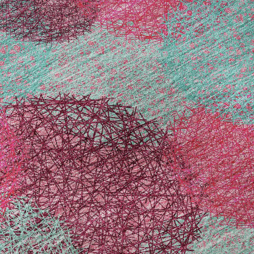 Pink Teal And Burgundy Abstract Washable Area Rug With UV Protection Photo 8