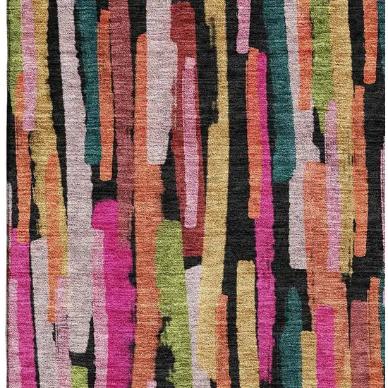 Pink Teal And Orange Striped Washable Area Rug With UV Protection Photo 3