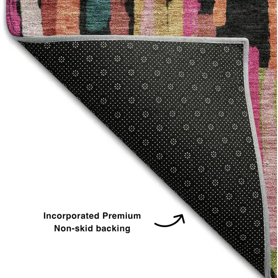 Pink Teal And Orange Striped Washable Area Rug With UV Protection Photo 7