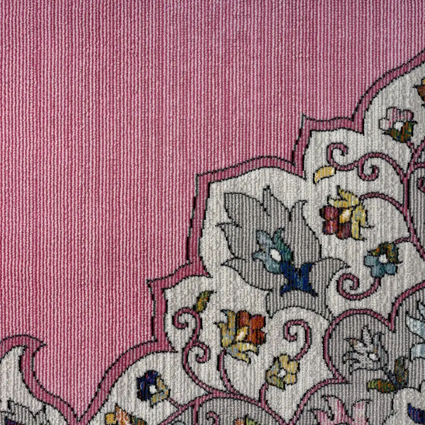 Pink Traditional Medallion Area Rug Photo 2