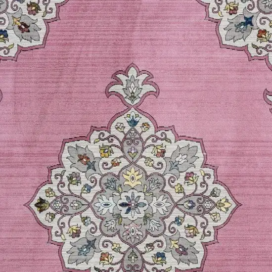 Pink Traditional Medallion Area Rug Photo 5