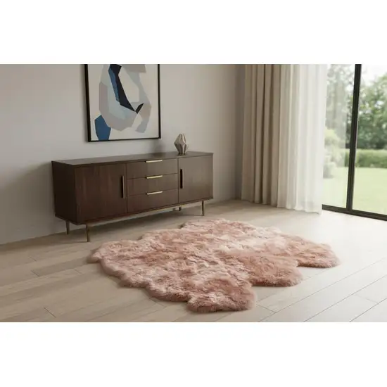 Pink Wool Sheepskin Handmade Area Rug Photo 1