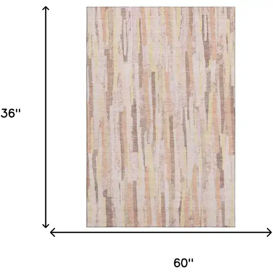 Pink Yellow And Peach Striped Washable Area Rug With UV Protection Photo 9