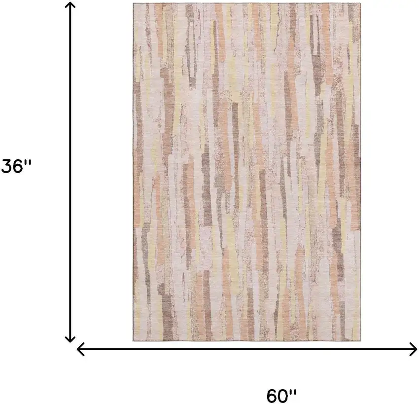 Pink Yellow And Peach Striped Washable Area Rug With UV Protection Photo 9