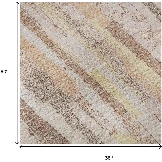 Pink Yellow And Peach Striped Washable Area Rug With UV Protection Photo 8