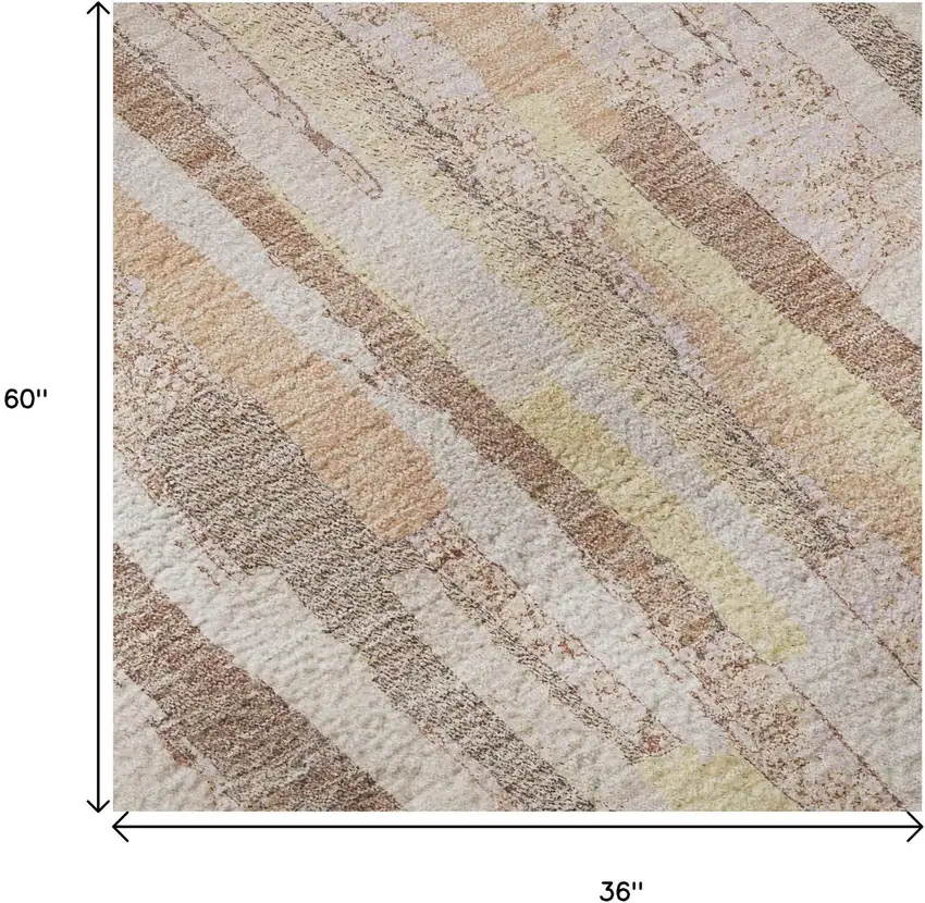 Pink Yellow And Peach Striped Washable Area Rug With UV Protection Photo 8