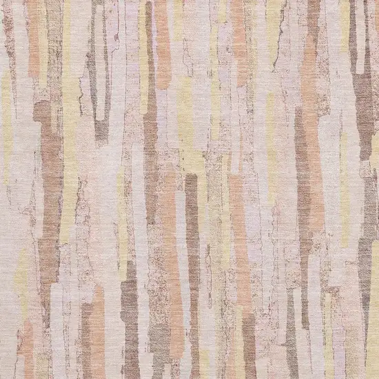 Pink Yellow And Peach Striped Washable Area Rug With UV Protection Photo 3