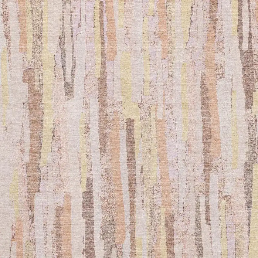 Pink Yellow And Peach Striped Washable Area Rug With UV Protection Photo 3
