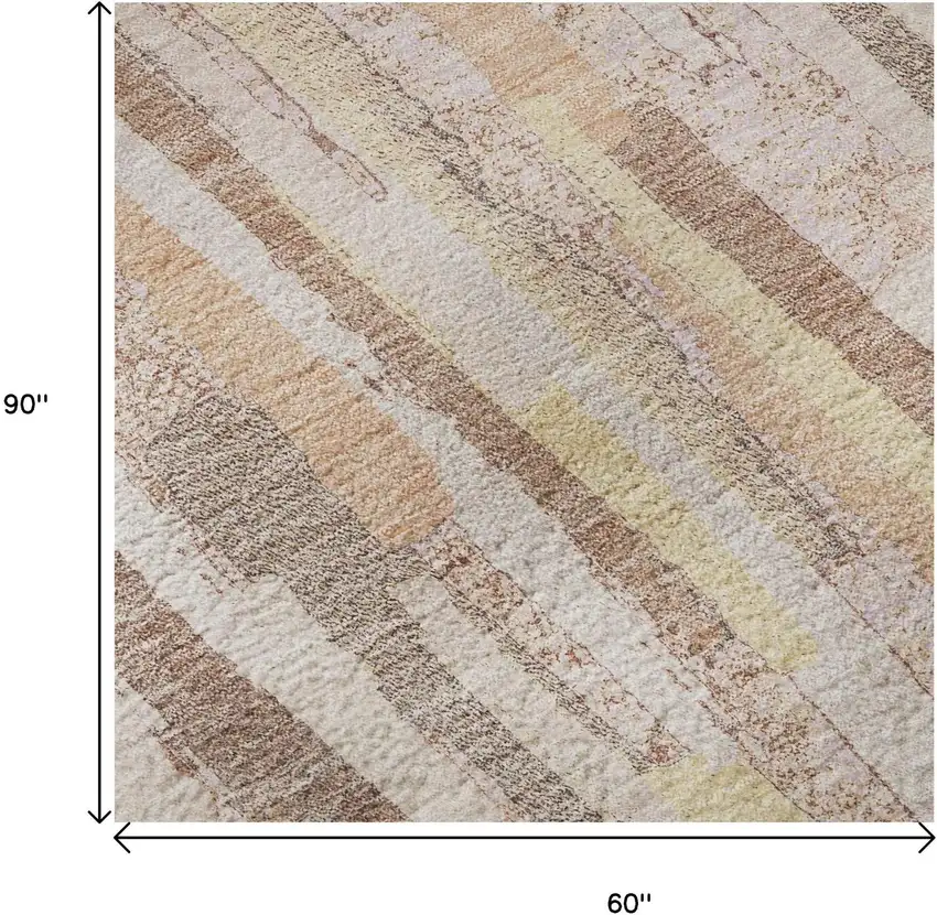 Pink Yellow And Peach Striped Washable Area Rug With UV Protection Photo 8