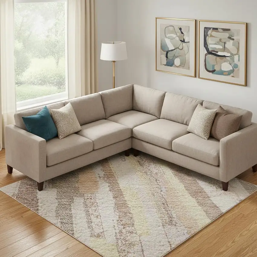 Pink Yellow And Peach Striped Washable Area Rug With UV Protection Photo 2