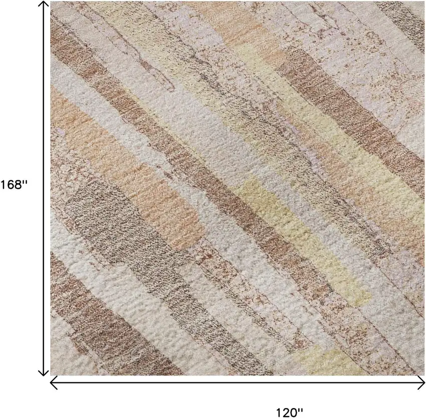 Pink Yellow And Peach Striped Washable Area Rug With UV Protection Photo 8