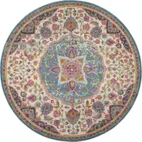 Photo of Pink and Blue Floral Medallion Area Rug