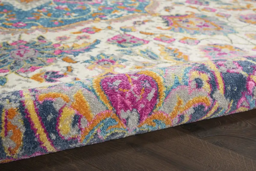 Ivory And Blue Medallion Area Rug Photo 9